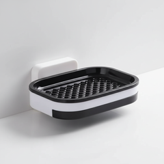 Black-trim single wall-mounted soap dish