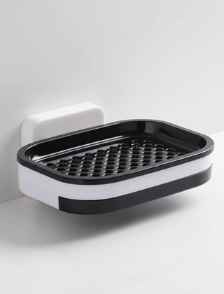 Black-trim single wall-mounted soap dish