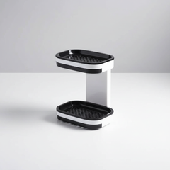 Black-trim double wall-mounted soap dish