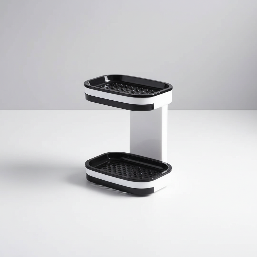 Black-trim double wall-mounted soap dish