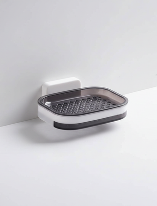 Gray-trim single wall-mounted soap dish