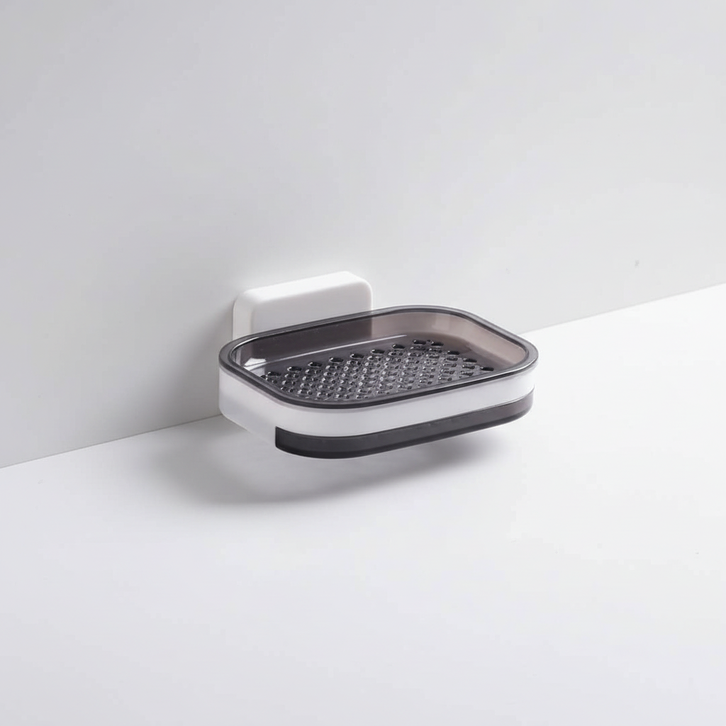 Gray-trim single wall-mounted soap dish