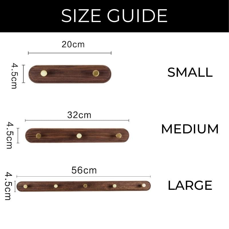 Size guide for 20 cm, 32 cm, and 56 cm coat racks