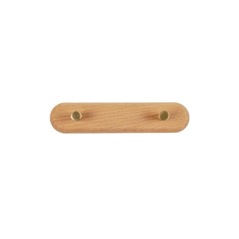 Beech Wood 2 Hook wall coat rack